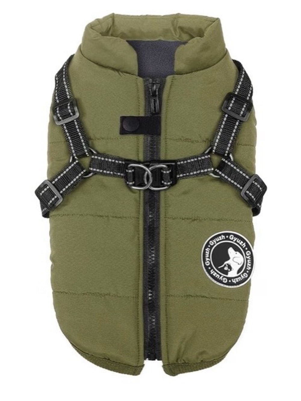Gyuzh • Dog Coat with Harness • Olive Green •  XL